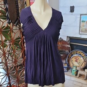 BAILEY 44 WOMEN'S NAVY BLUE PLEATED TUNIC TOP SZ S